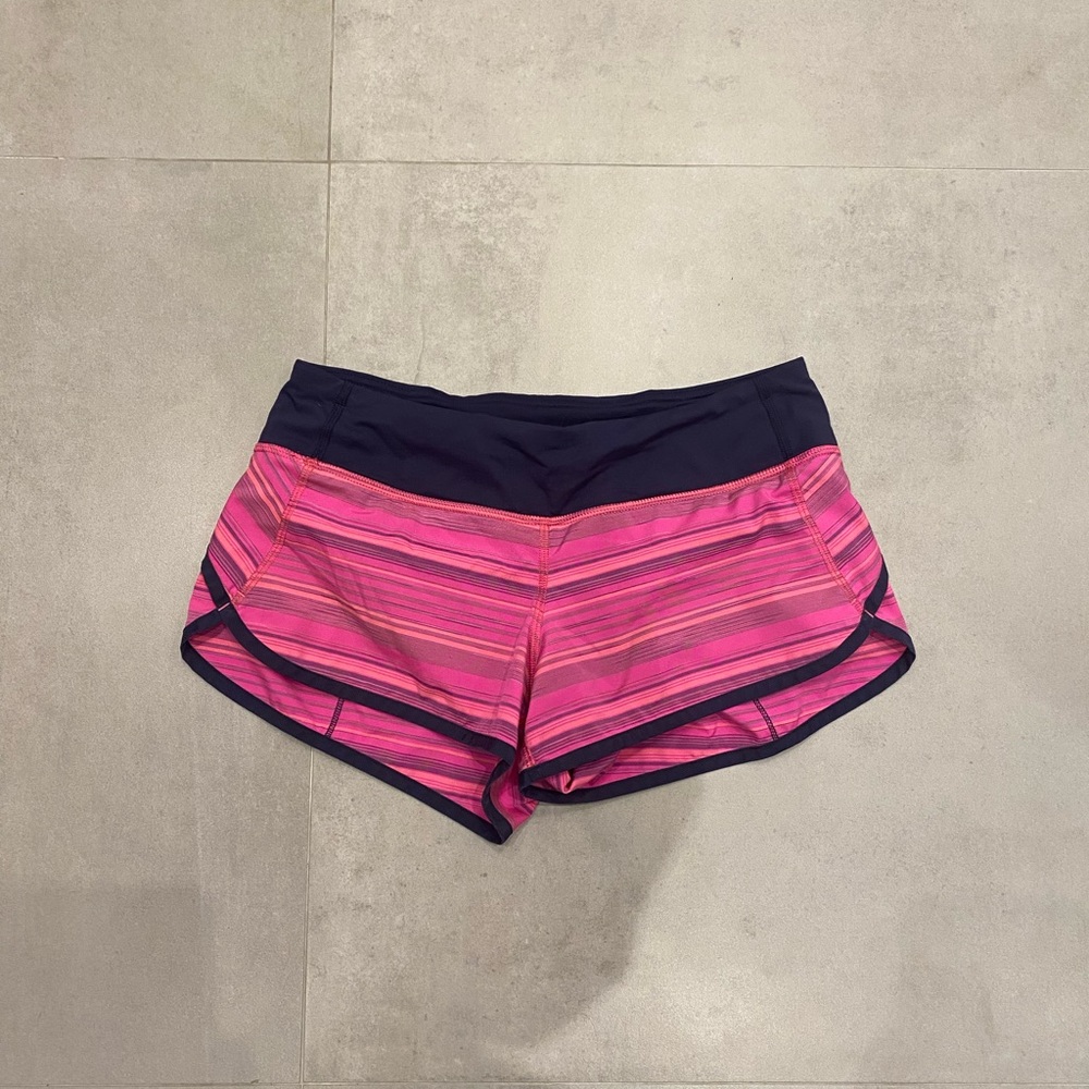lululemon pink pattern speed up shorts size 4 length 2.5